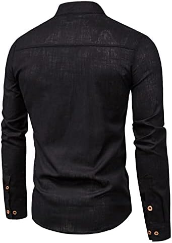 חולצות פשתן כותנה של XXBR לגברים פלוס גודל, כפתור שרוול ארוך בסתיו במורד חולצת הוואי וינטג '