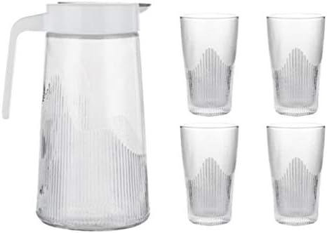 כוס תה סט זכוכית קנקן קנקן קנקן קומקום עם 4 כוסות מכסה ידית קיבולת גדולה קיבולת תה כד מים למים