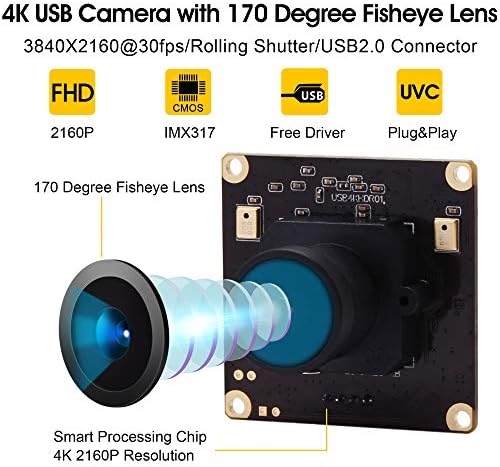 4 מצלמה מודול רחב זווית עם מיקרופון 170 תואר עין דג עדשת אודיו וידאו מצלמת לוח עבור מחשב מיני 2.0