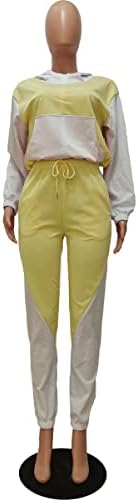 ערכות ג'וג'ר אלונזואם לנשים 2 תלבושות מזדמנים בלוק צבע שרוול ארוך יבול מכנסיים רזים עליונים מכנסיים