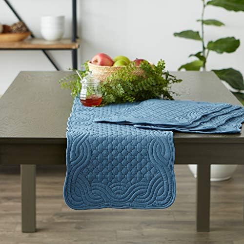 אוסף משק חווה מרופד DII שולחן שולחן, רץ שולחן, 13x72, כחול צרפתי