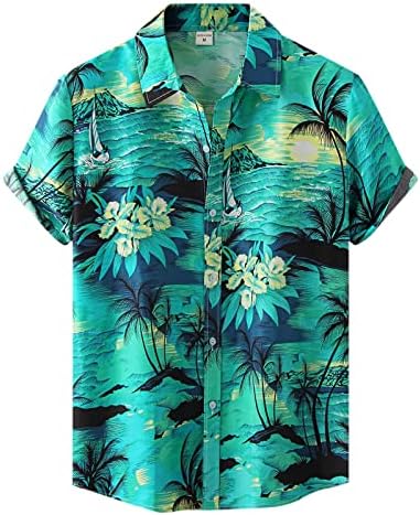 חליפת הדפס של חוף הוואי זכר זכר שני חלקים שרוול קצר פנה למטה חולצת צווארון כיס מכנסיים קצרים חליפת טוקסידו 68