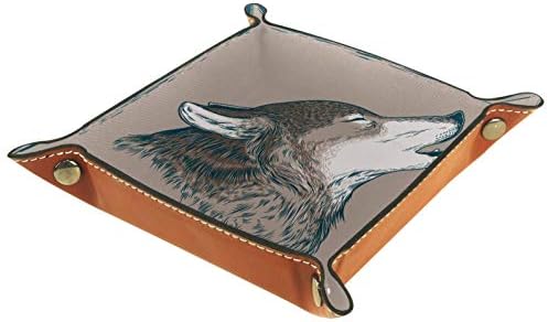 ציור Lyetny מארגן זאב מגש אחסון קופסת מיטה מיטה קאדי שולחן עבודה מגש החלפת ארנק מפתח קופסת מטבעות מגש מגש אחסון,