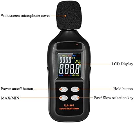 UXZDX Cujux דיגיטלי רמת צליל מד LCD 35-135dB נפח רעש נפח מדידת מכשיר דציבלים בודק בודק עם מצב אחיזה