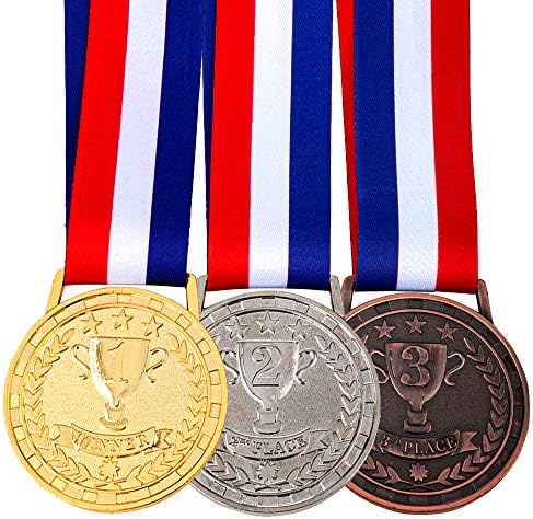 מדליות פרסי ארד מכסף של אמלונג פלוס זהב עם סרט פרימיום, סט של 3