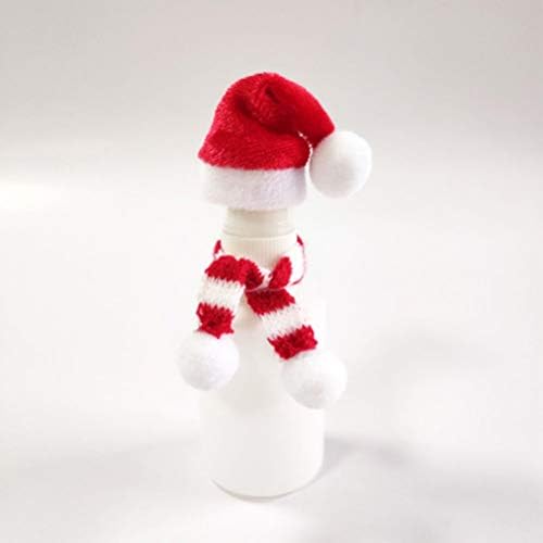 6 יחידים מיני צעיף לחג המולד סרוג צעיפים קטנים אדום ולבן בקבוק סרוג צעיף בובת צעיף קישוט מפלגת
