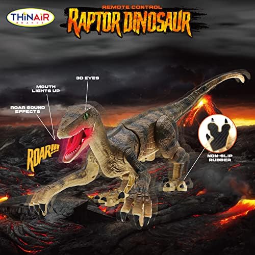 צעצוע דינוזאור: 18 אינץ ' וולוצירפטור נדלק, שואג, הולך קדימה, אחורה, שמאלה וימינה, יש סוללה