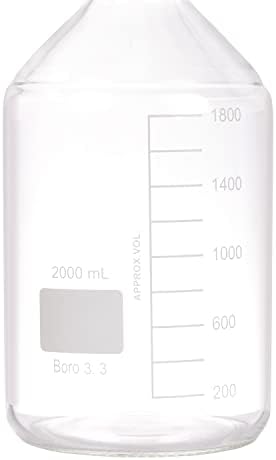 פסטאין 1 חתיכה 2000 מיליליטר בקבוקי מעבדה לאחסון מדיה ריאגנט עגולים עם מכסה בורג אדום של ג ' ל 45 סיביות,