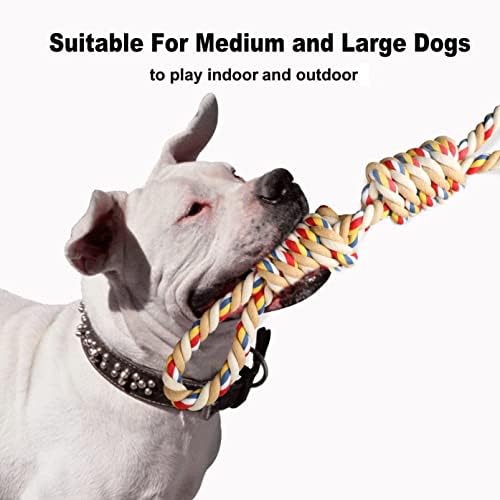 צעצועי חבל ירכון לכלבים חזקים גדולים, חבל 2-קשרים יציבים עמידים, צעצוע חבל אינטראקטיבי צעצוע אינטראקטיבי