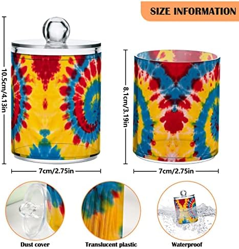 Yyzzh עניבה צבעונית צבע מערבולת קשת הדפס ספירלה 4 חבילה מתקן מחזיקי QTIP עבור כפפות כותנה כדורים עגולים חוט דנטלי