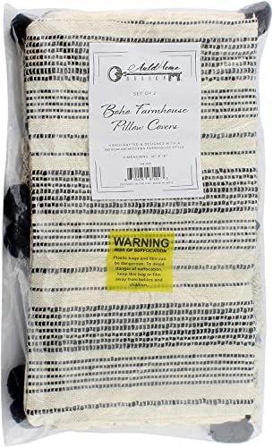 Auldhome Boho Farmhouse Covers Covers Covers, 16X16 שחור ושחור לבן