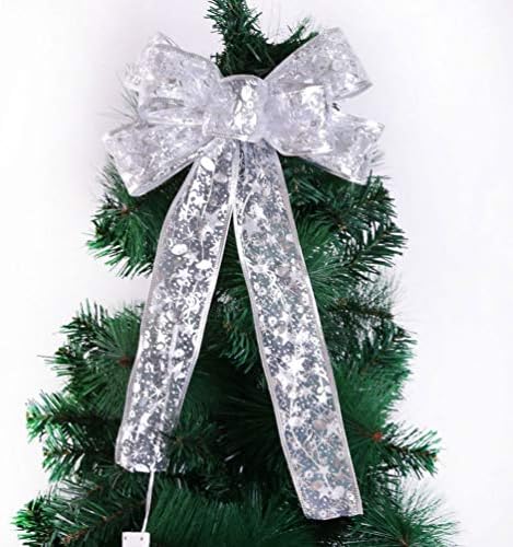 DIDISEAOE עץ חג המולד טופר קשת עם אורות LED זוהר קשת חג המולד תליון תליון תאורה קשת קשת תלי