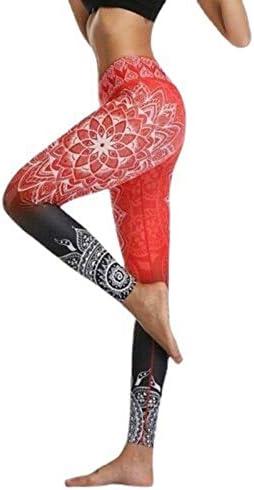 חותלות אימון חלקות חלקה של פוביגו מותניים - מנדלה לנשים מודפסות חותלות יוגה בקרת בטן מכנסיים
