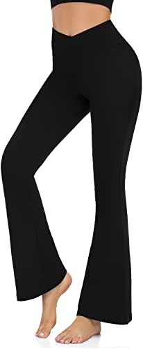 מכנסי יוגה של Bootcut של נשים - חותלות מתלקחות לנשים מותניים גבוהות אימון קרוסאובר טרקלין בלון שמלת ג'אז מכנסי