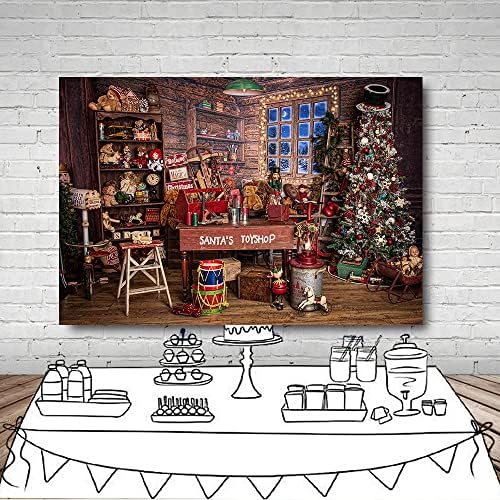 מהופונד 10 על 7 רגל חג המולד סנטה של צעצוע חנות רקע צילום עבור בציר כפרי עץ בית שלג לילה קוטג ' מתנת חג