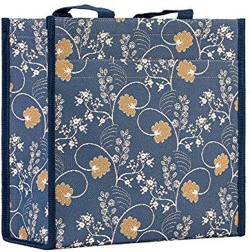 התיק שקית כתף לתיק שטיחים לנשים עם ג'יין אוסטין עיצוב כחול
