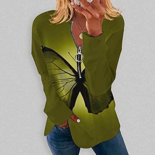 טמפרמנט לנשים אופנה סווטשירט שרוול ארוך מודפס תואם סוודר צבע V צוואר חולצה מזדמנים חולצה