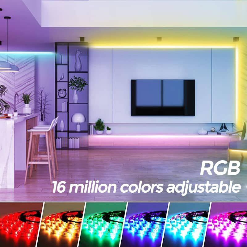 אורות רצועת LED Arotelicht אטומים למים, 16.4ft/5m RGB 5050 החלפת צבע LED גמיש רצועת אור לחדר שינה,