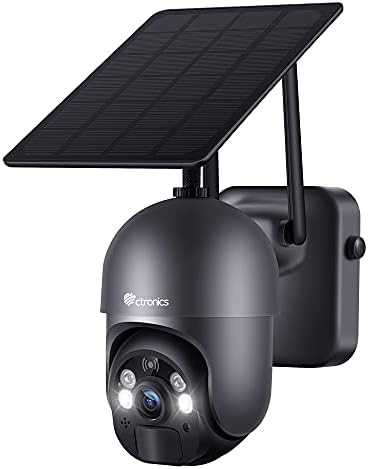 מצלמת אבטחה סולארית של Ctronics Wireless Wifi, PTZ Surveillacne מצלמת סוללה המופעלת על אבטחה