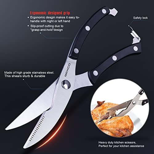 סט סכין שחור, סכין RAXCO סט עם בלוק למטבח 8 חלקות סטייק סכין סט סכין 6 חלקים סט סכין, מספריים למטבח