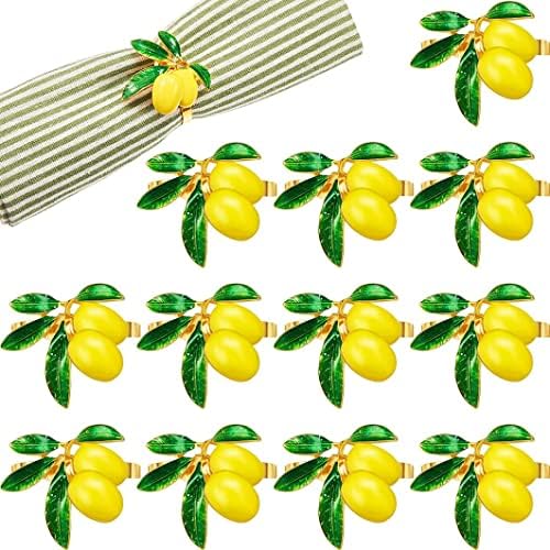Qiuwaihei Lemon מפית טבעות מתכת מתכת מחזיק אבזם מפיתות למסיבת ארוחת ערב לחתונה משתה אבזמי מפיות לימון