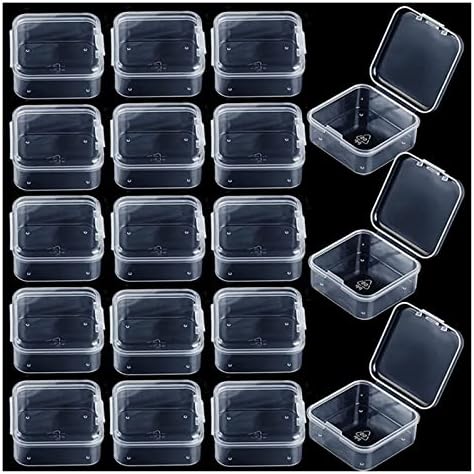 48 חבילות ברורות מכולות פלסטיק קטנות קופסת אחסון שקופה עם מכסה צירים לפריטים חבילת תכשיטים מארז תכשיטים מקרים