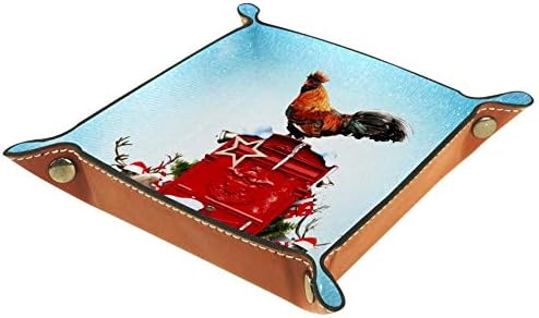 Lyetny חג מולד שמח זין תרנגולת מארגן מגש אחסון מיטה מיטה קאדי שולחן עבודה מגש החלפת ארנק מפתח קופסת מטבעות