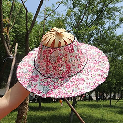 כובע לטיול כובע מתכוונן לכף יד מתקפל כובע במבוק מתקפל ומאוורר כובע מתקפל חוף קיץ וכובע מאוורר
