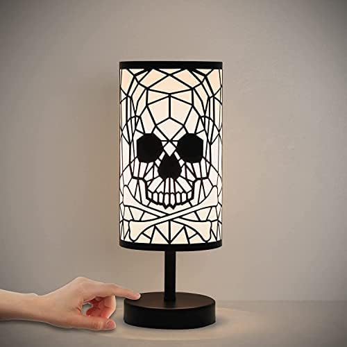 שחור גולגולת מנורה, 3-דרך ניתן לעמעום מגע בקרת שולחן מנורת עבור גותי דקור, הטוב ביותר אידיאלי מתנה,יום