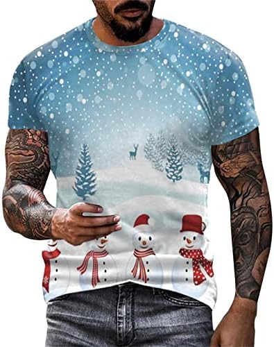 חולצה לגברים שרוול קצר שרוול חג המולד גרפיקה דקה כותנה כותנה כותנה פתית שלג קז'וא