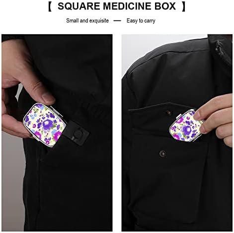 גלולת ארגונית תיבת סגול פרחי גלולת מיכל נייד יומי גלולת מקרה מחזיק רפואת תיבת אחסון 2. 2 * 1.6 אינץ