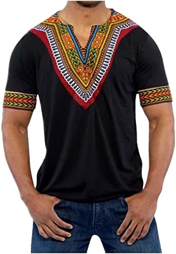 חולצת טי אפריקאית דשיקי אפריקאית מסורתית פרחונית פרחונית פרחונית V צוואר דק חולצות בכושר חולצות שרוול קצר חולצה