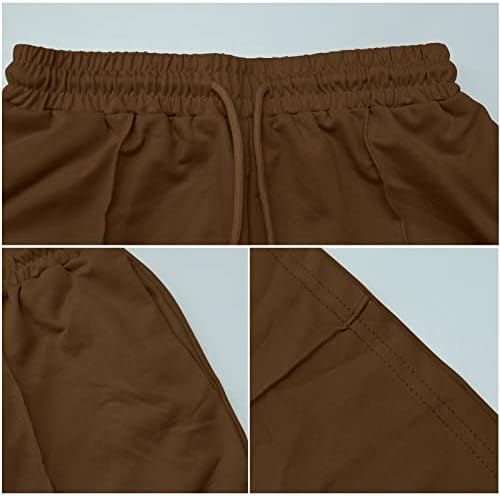 מכנסי טרנינג נשות גוולזייב פתוחים מפשטים מותניים אלסטיים מכנסי קפיץ רגל רחבים עם כיסים