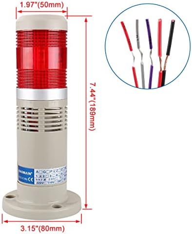 אזהרת אזעקת באומיין אור הבזק 12 VDC זמזם תעשייתי אדום LED אות מגדל מנורת LTP-502WJ