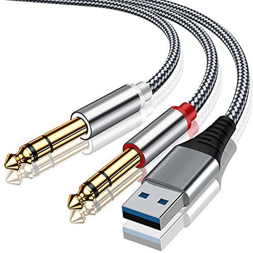 USB עד כפול 6.35 ממ 1/4 אינץ 'סטריאו מפצל y-כבל, USB עד 6.35 ממ כבל מפוצל ערוץ שמאלה וימין, מתאים
