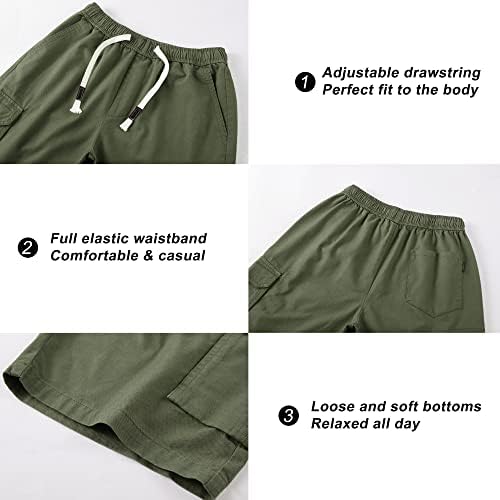 מכנסי מטען לנשים VTUAOL מכנסיים קצרים מותניים אלסטיים כותנה נוחה מכנסיים קצרים רופפים