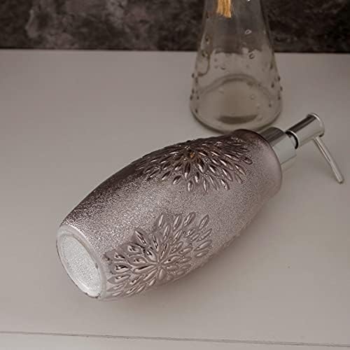 מתקן סבון קרמיקה של Huijie עם משאבה למטבח אמבטיה - 450 מל בקבוק קרם נוזלי כסף נורדי, בקבוק שמפו של אביזרי