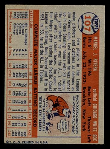 1957 טופס בייסבול 107 ג'ים ריברה מעולה על ידי כרטיסי מיקיס