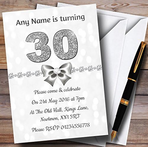 גן החיות של גן החיות בוקה לבן ונצנצים מכסף נראים 30 הזמנות למסיבת יום הולדת בהתאמה אישית