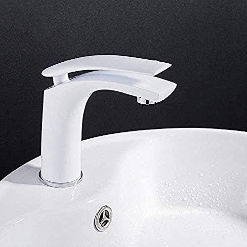 ברזים של פהון, ברז אמבטיה של ברז אגן חדש ברז אמבטיה פליז לבן מוצק ידית ארוכה מיקסר צבע לבן
