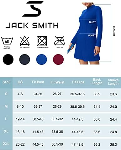 שמלת גולף טניס של ג'ק סמית 'שמלת גולף שרוול ארוך-שרוול לחות שמלת אימון אתלטי עם מכנסיים קצרים 4 כוחות