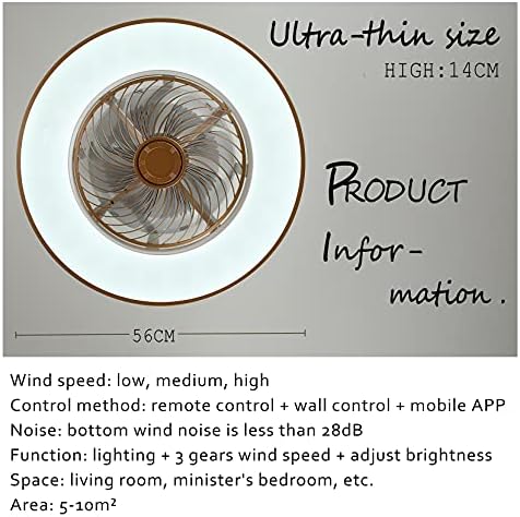 OMGPFR פשטות נורית תקרה LED עם מאוורר, 56 סמ אורות תקרה דקיקים אולטרה דקיקים עמעום ללא תאורה מתכווננת מנורות