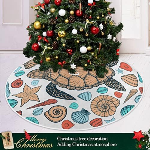 Oarencol Sea Turtle Steashells Seashells חצאית עץ חג המולד צבעוני 36 אינץ 'חג המולד של מסיבת חג קישוטים