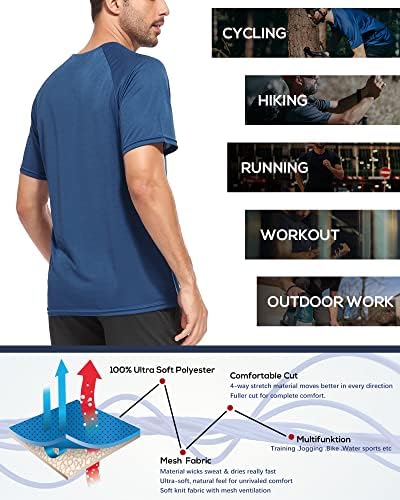 טללאו 5 מארז רשת אימון חולצות לגברים קצר שרוול ריצה יבש בכושר חולצה