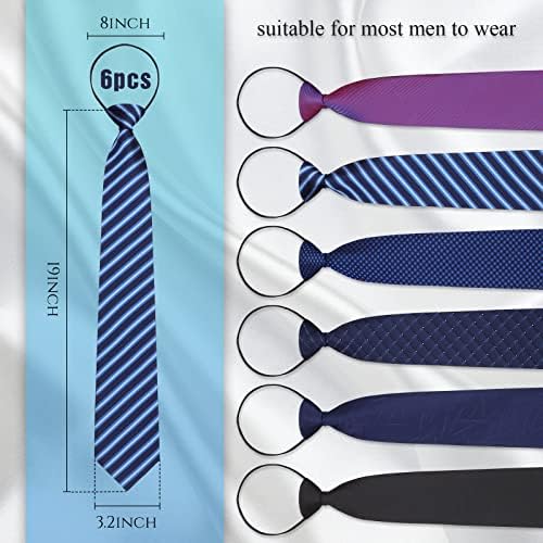 סטיניור 6 חתיכות קשרי רוכסן לגברים קשירה מתכווננת קשירה קלאסית עניבות סקיני לגברים פסים עניבת נקודה
