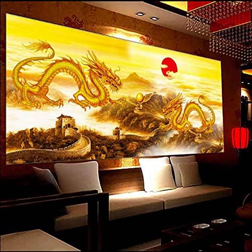 Instarry diy 5d ערכות ציור יהלום ערכות גודל גדול מקדחה מלאה דרקון סיני והקיר הגדול של סין רקמה קריסטל