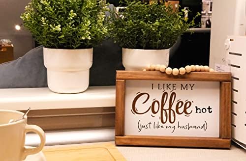 Livducot Farmhouse מצחיק קפה קפה עיצוב שלט עם חרוזי עץ-רחוב 9 x6 עץ ממוסגר לשולחן מטבח/קיר/מגש שכבי-אני