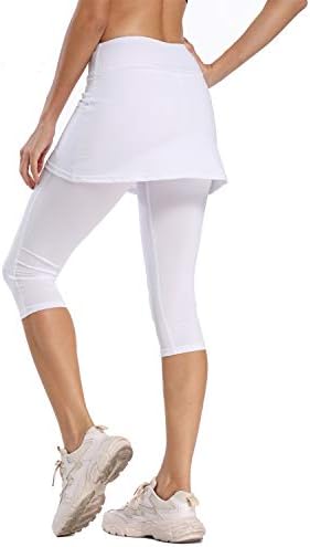 Ibeauti נשים upf 50+ יוגה חצאית קפרי חותלות מכנסי טניס גולף עם חצאית לאימון הפעלה פעיל