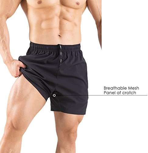 גגלג גברים של 5 מכנסי ריצה 2 חבילה מהיר יבש ספורט אימון כושר מכנסיים קצרים עם רוכסן כיסים