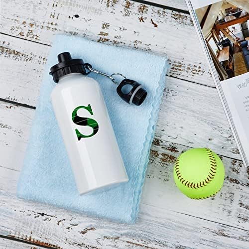 מרקם כדורגל של Yelolyio אלומיניום בקבוק מים ספורט - כדורגל מכתב ראשוני S חדר כושר לשימוש חוזר בקבוק מים דליפת